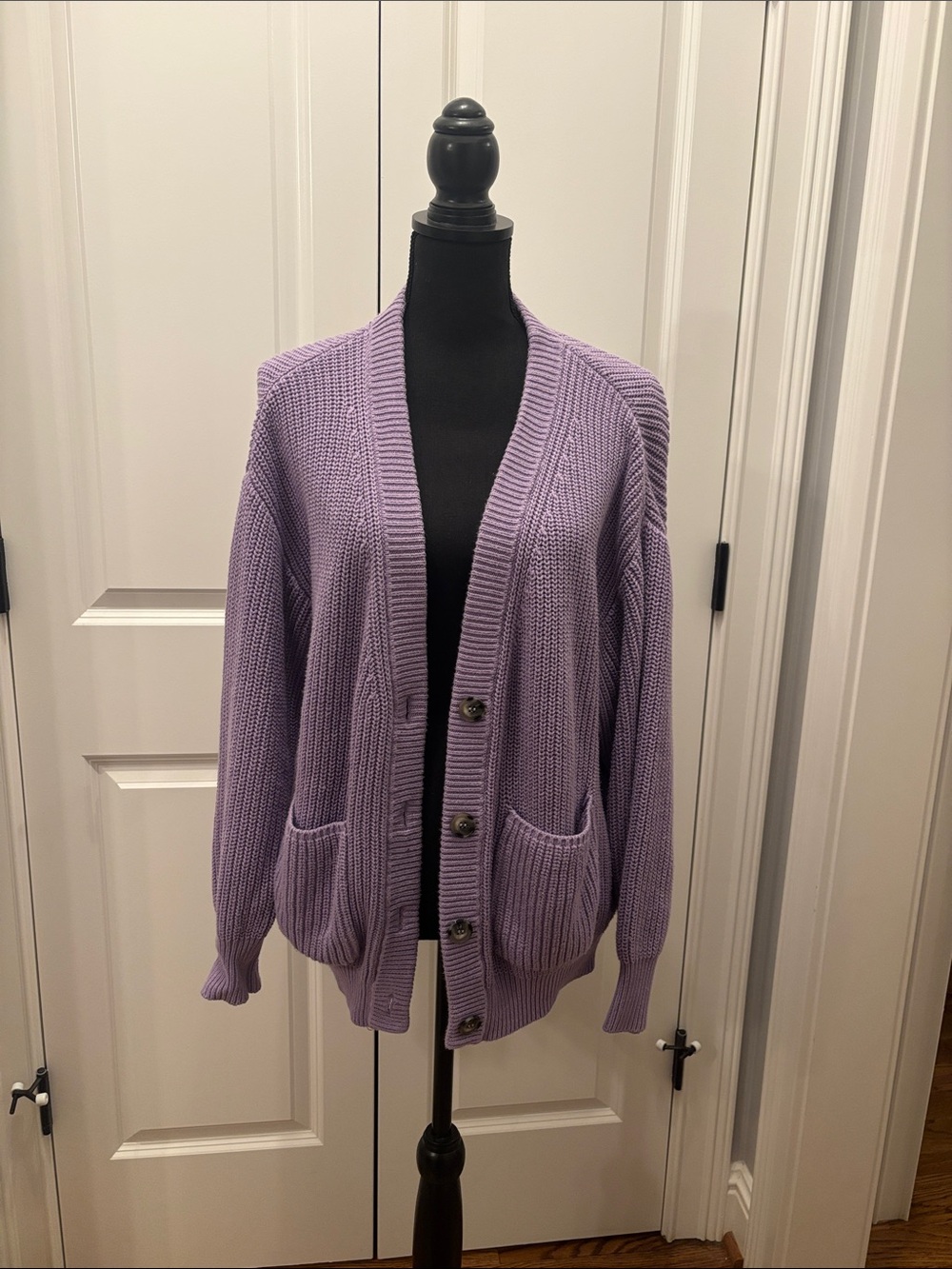 Callahan Lavender Button-Front Knit Cardigan